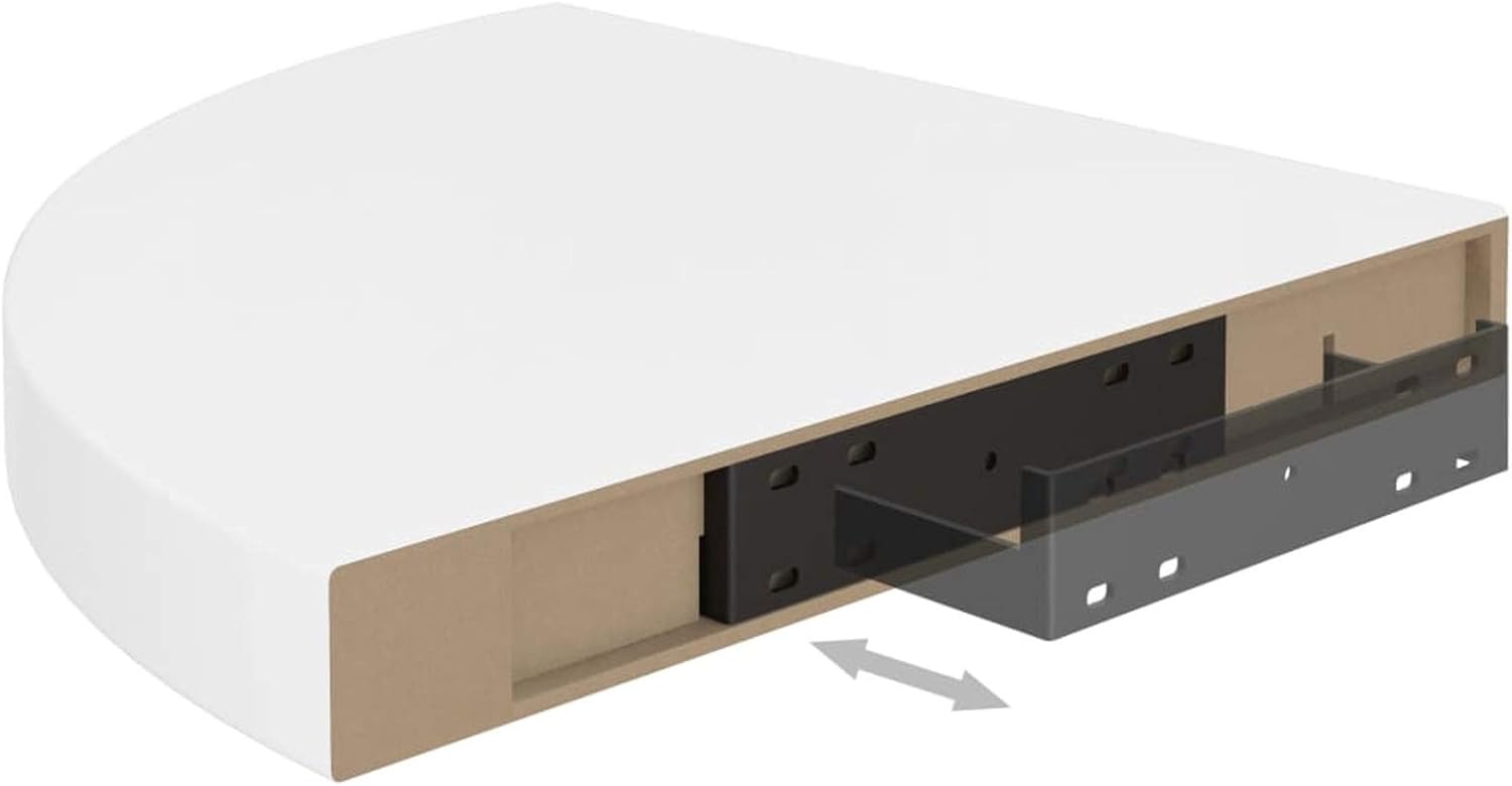 Floating Corner Shelf Wall Mount Floating Corner Shelves Set for Bedroom, Living Room, Bathroom, Kitchen 2 pcs High Gloss White 13.8