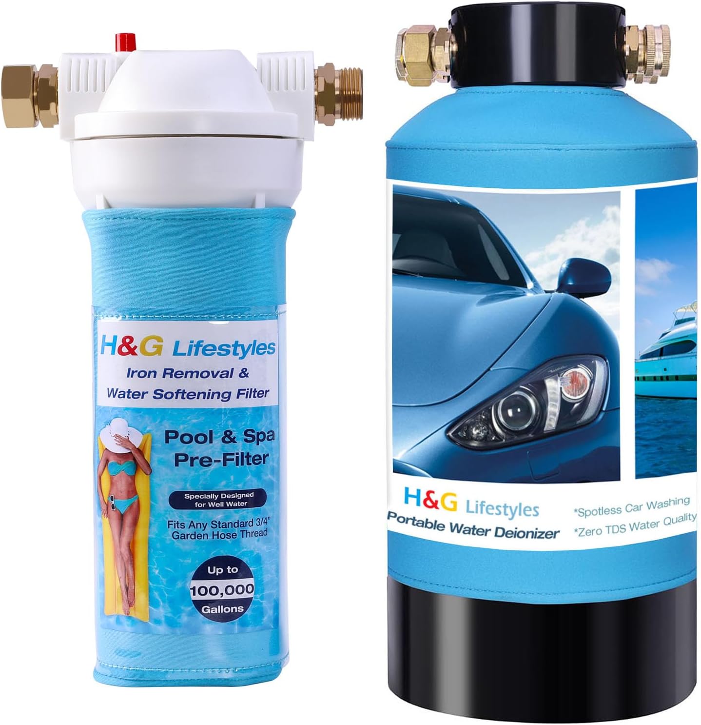 H&G lifestyles Water Deionizer for Car Washing Iron Water Filter for Well Water Filling Swimming Pool Spa Hot Tub