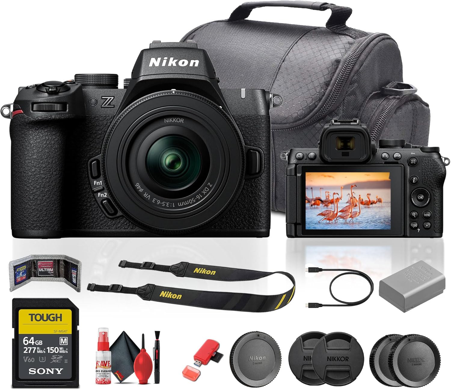 Nikon Z50II Mirrorless Digital Camera with NIKKOR Z DX 16-50mm f/3.5-6.3 Lens Bundle with 64GB Memory Card + 6Ave Cleaning kit+ More (Renewed)