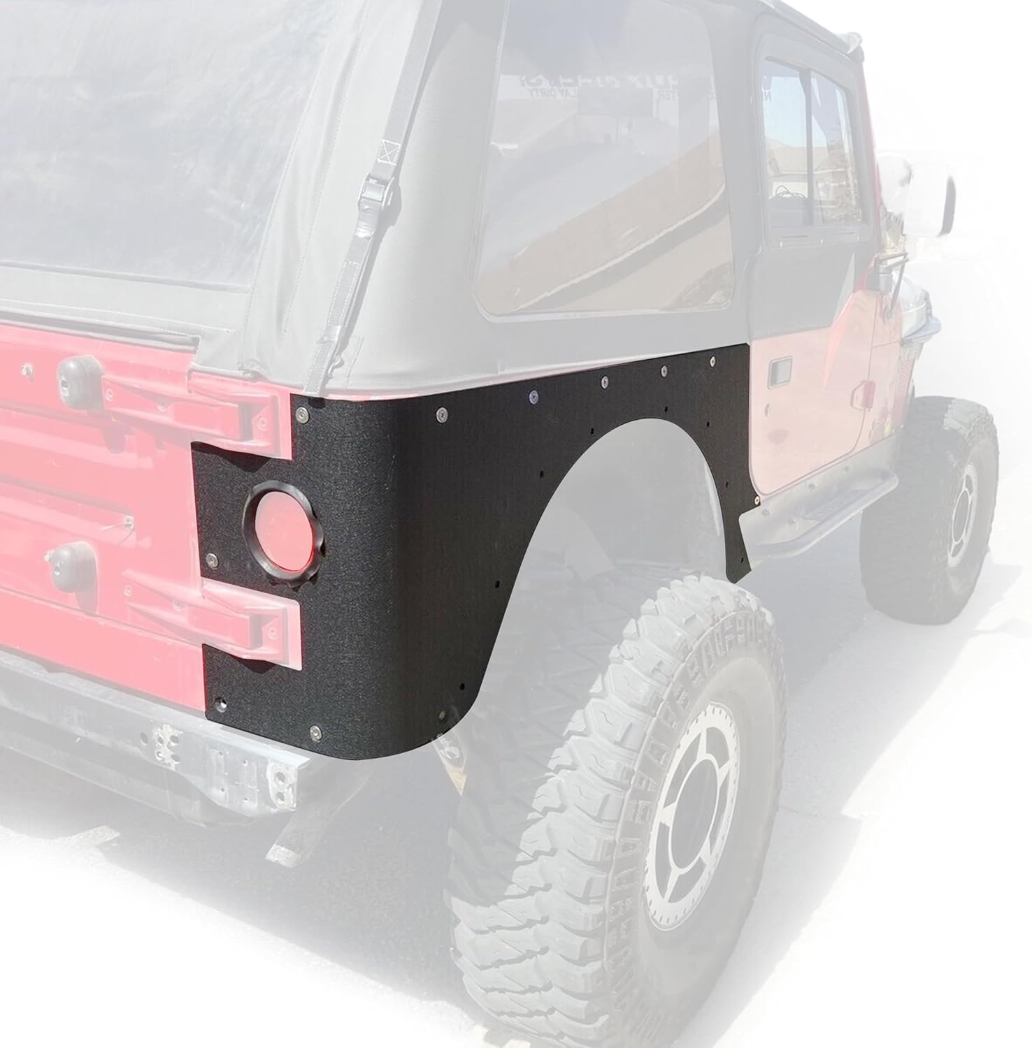 KUAFU Rear Corner Rocker Guards Compatible with 1997-2006 Jeep Wrangler TJ, Rear Body Armor Quarter Panels Tail Light Trim Covers Steel Textured Black 2Pcs