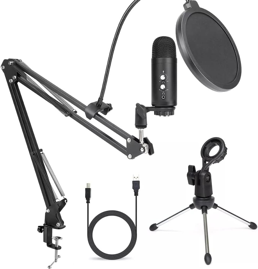 Professional Streaming Studio Condenser Microphone Game USB Microphone, Computer Singing Microphone with Stand (Color : D, Size