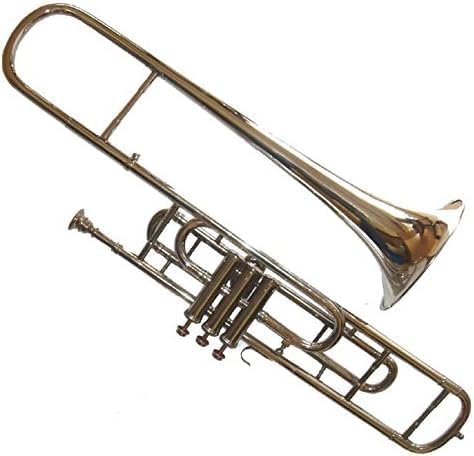 Queen Brass 3-Valve Bb Tenor Trombone Brass Plated with Designer Hard Case for Students Beginners and Crossover Trumpet Players Lightweight and Durable