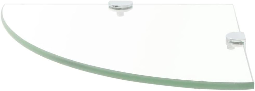 SKM Bathroom Glass Corner Shelf Empered Glass Shelf Wall Mount Glass Shelf for Bathroom Corner Shelves 2 pcs with Chrome Supports Glass Clear 13.8