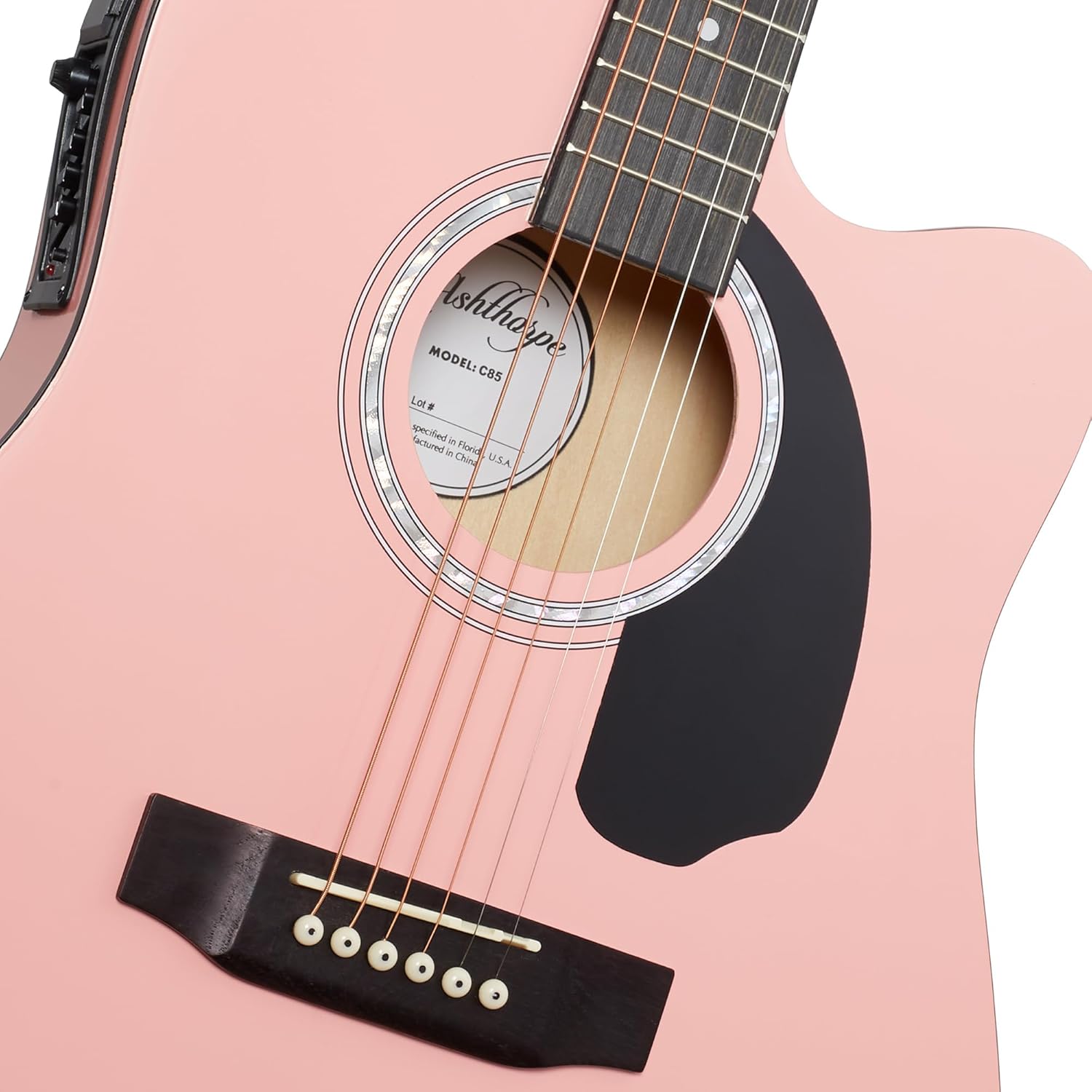 Ashthorpe Full-Size Thinline Cutaway Acoustic Electric Guitar Package with 10 Watt Amp - Pink