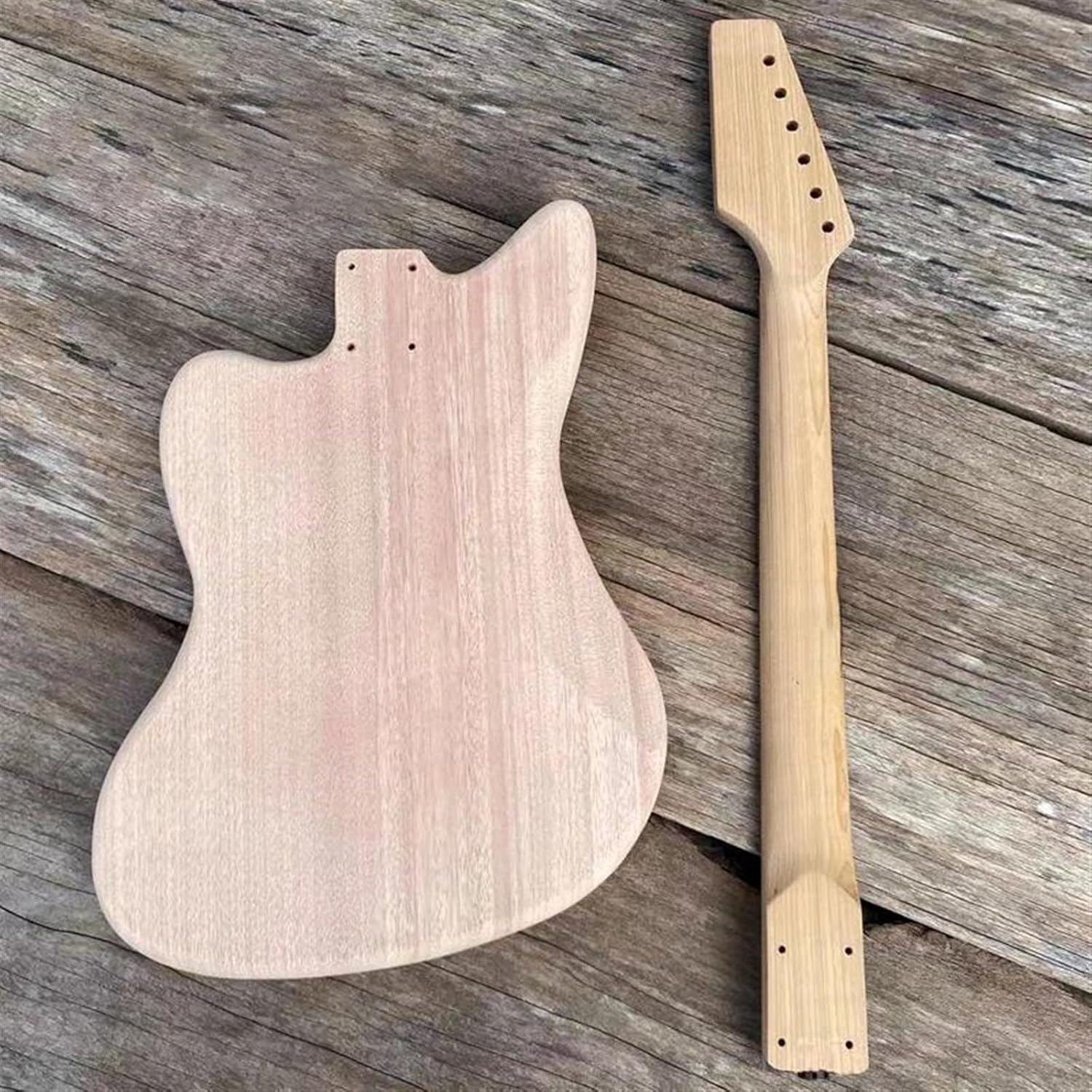 Guitar Body Guitar Replacement Parts DIY Unfinished Electric Guitar Kits Mint Green Pickguard Inlay Maple Or Rosewood Fretboard with Guitar Parts(Maple)