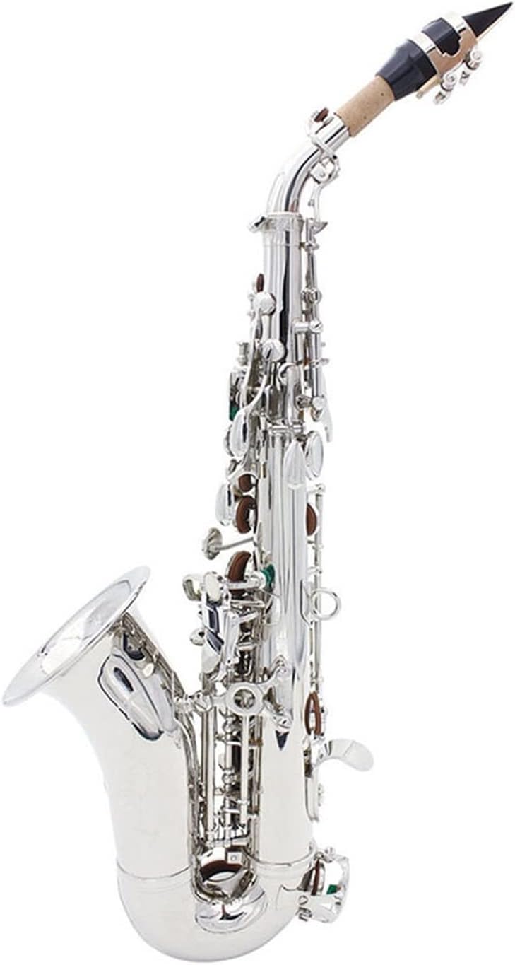 Bb Saxophone Silver Plated Brass Woodwind Instrument B Flat with Case Beginner Saxophone