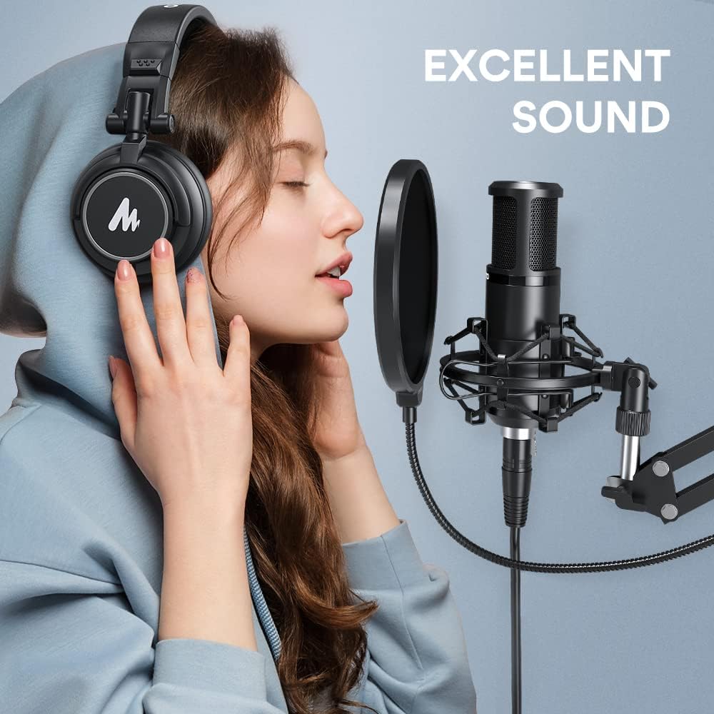 Audio Interface with XLR Condenser Microphone and Studio Microphone-Podcast Equipment-MAONO-MaonoCaster-All in One - with premium mic preamp for Podcast Recording, Streaming, Youtube, PC, Smartphone