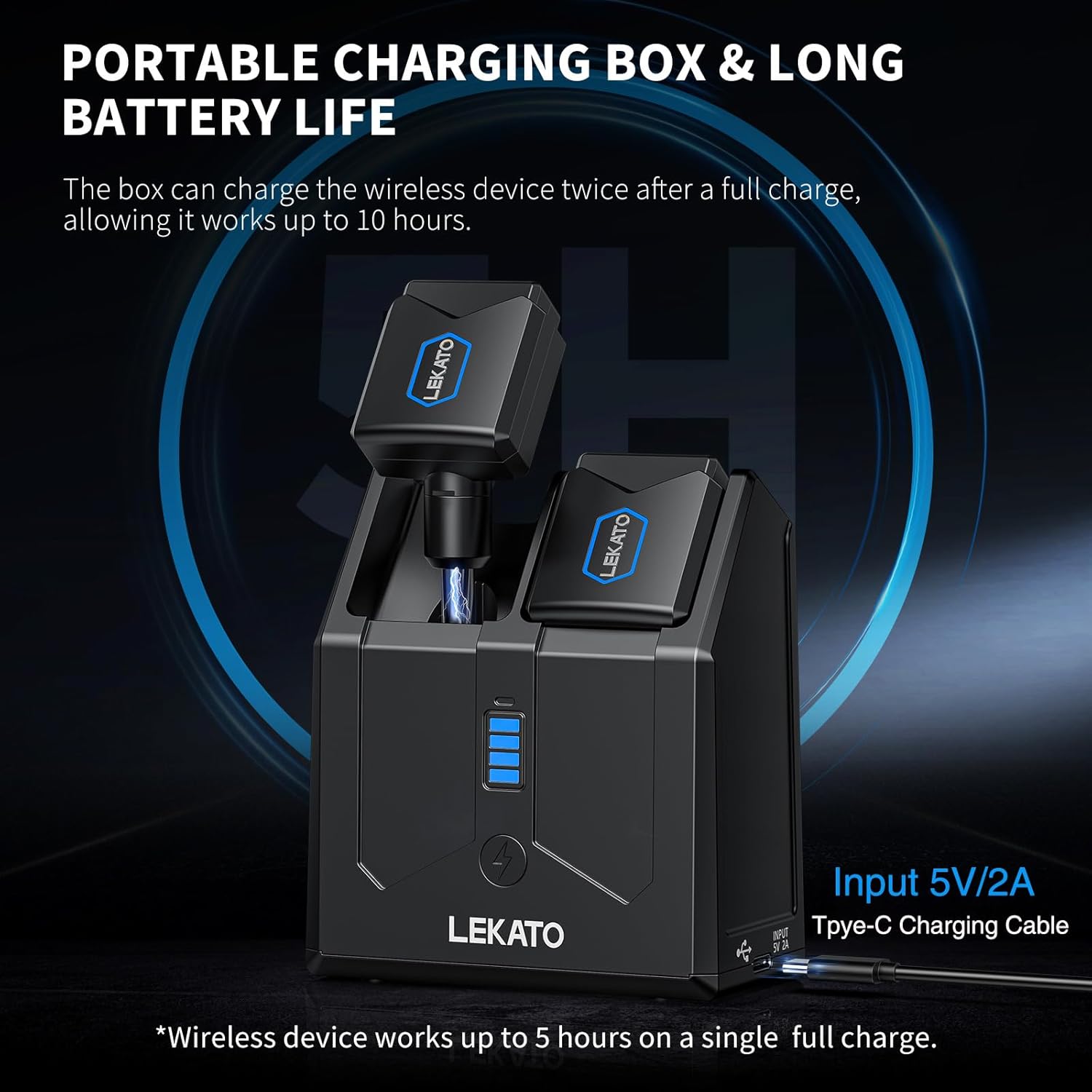 LEKATO 5.8G Wireless Guitar System Upgraded with Charging Box, Wireless Guitar Transmitter Receiver High Fidelity Sound 4 Channels Audio System for Electric Guitar Bass