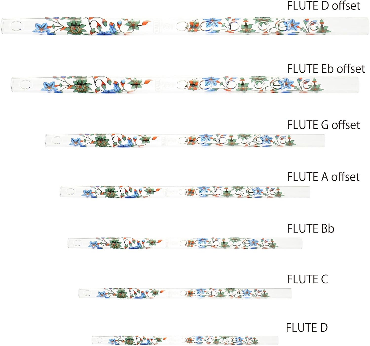 Hall Crystal Flute 22205 - Offset Glass Flute in D - Taj Mahal