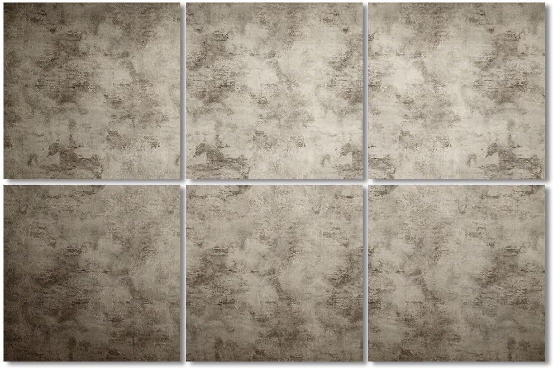 6 Pack Art Acoustic Panels Sound Absorbing Light Brown Grey Concrete Industrial Taupe Faux Gray Cement Distressed Decorative Soundproof Wall Panels Self Adhesive for Recording Studios Office 72