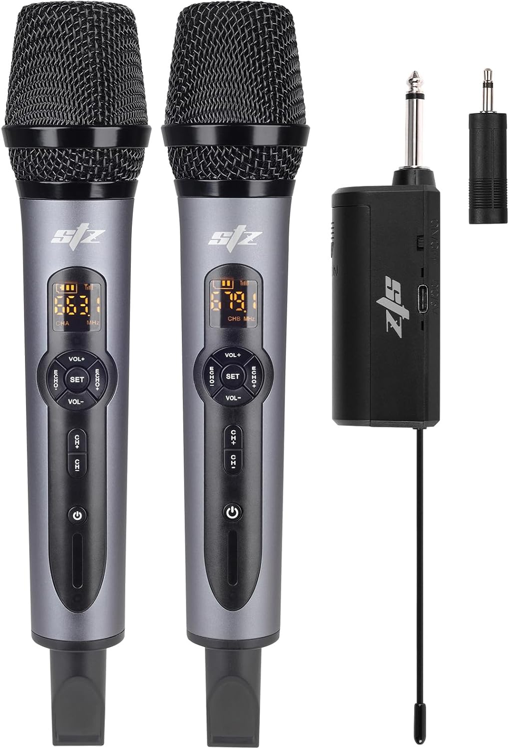 Studio Z UHF Wireless Microphone (STZ-W202), Dual Wireless Mics,w/ 2 Handhelds, 32 Channel Operation, 150ft Range, Dynamic Microphone for Singing, Karaoke, Church