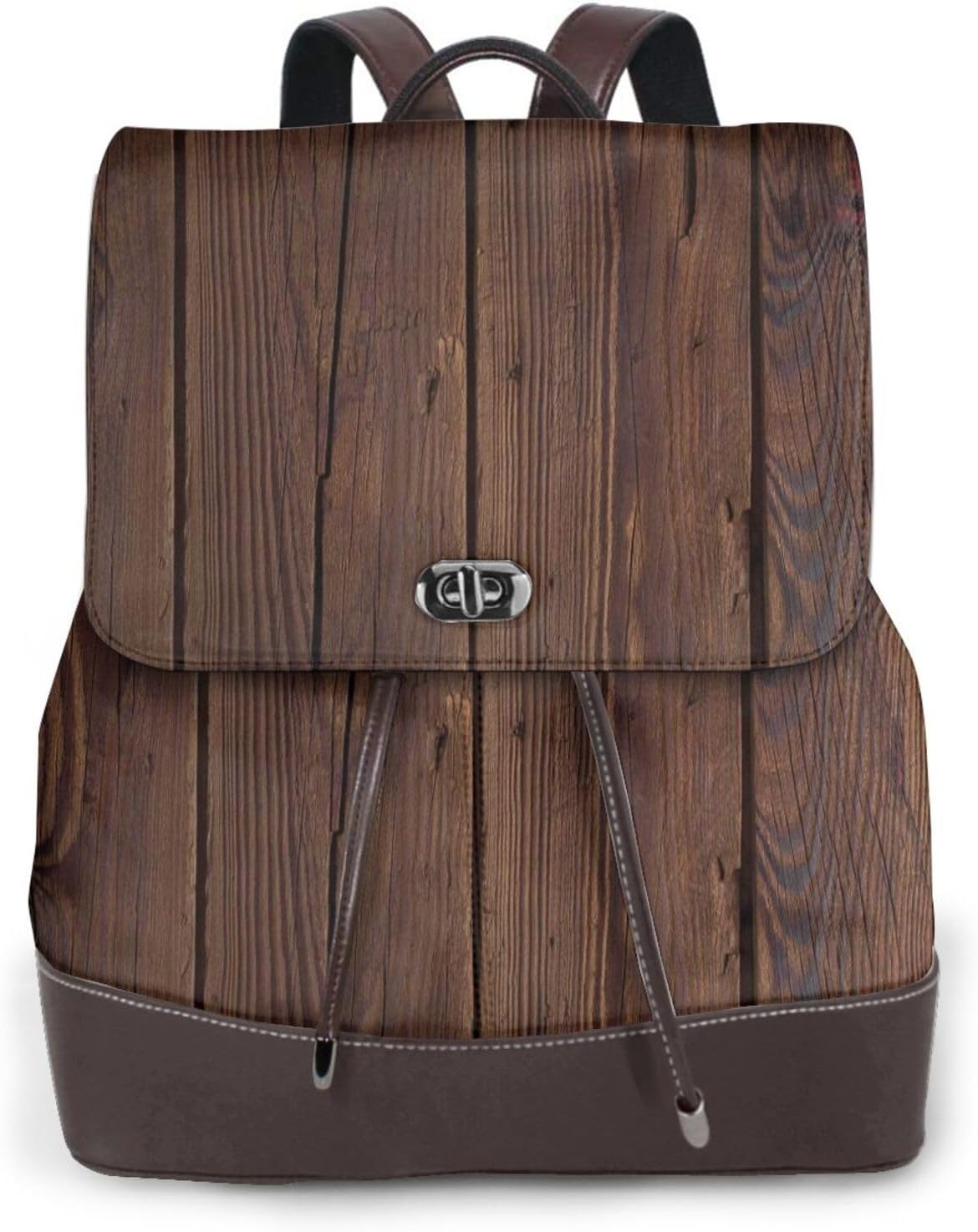 Vintage Wood for Womens Backpack Purse Microfiber PU Anti-theft Large Fashion Designer Travel Bag Ladies Shoulder Bags