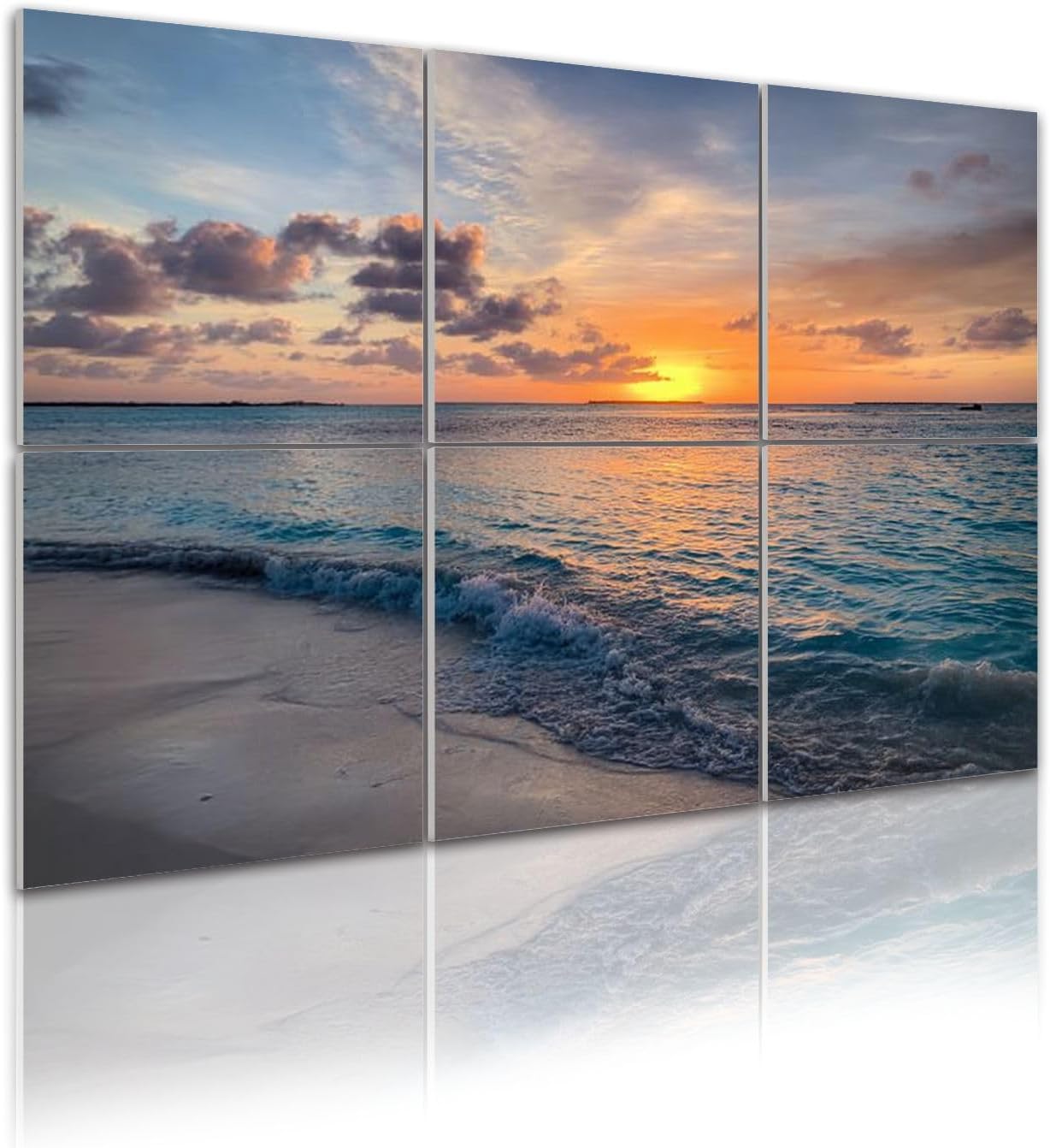 6 Pack Art Acoustic Panels Panoramic orange sunset Caribbean Sea Decorative Sound Absorbing Wall Panels 72
