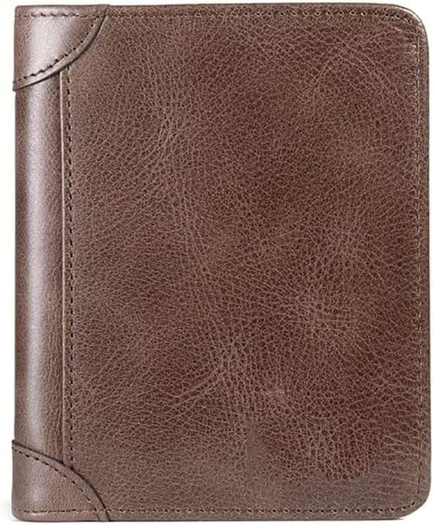 Tri-Fold Vintage Wallet Double Banknote Bits RFID Anti-Theft Brush Wallet Can Hold Bank Card SIM/SD Card Cash Coins 4.7X3.74X 0.8 (Color : Coffeecolor)