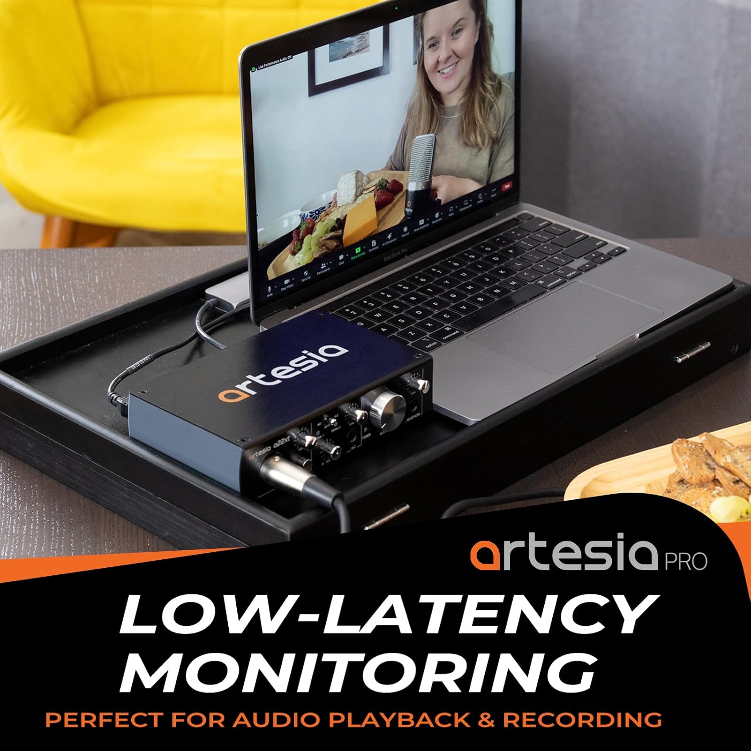 Artesia A22xt USB Audio Interface With 24Bit/96khz High-Resolution Recording, 48V Phantom Power, XLR Input, Professional Audio Interface for Music Production, Streaming, Podcasting