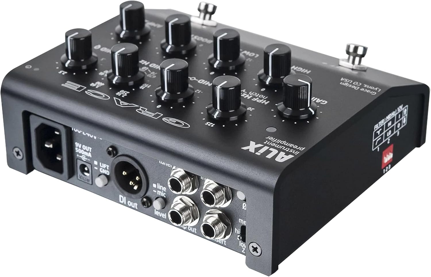 Grace Design ALiX Acoustic Instrument Preamp/EQ/DI/Boost Pedal - Black