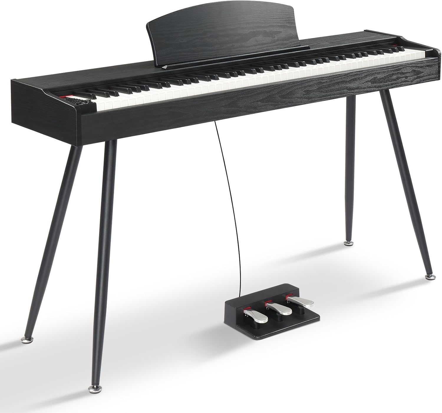 Ktaxon 88 Key Keyboard Piano Weighted Action Electronic Keyboard Piano, Digital Piano with 3-Pedal Unit, Removable Music Stand, Stereo Headphones, Compact Design and MIDI Connection(Wood Grain Black)