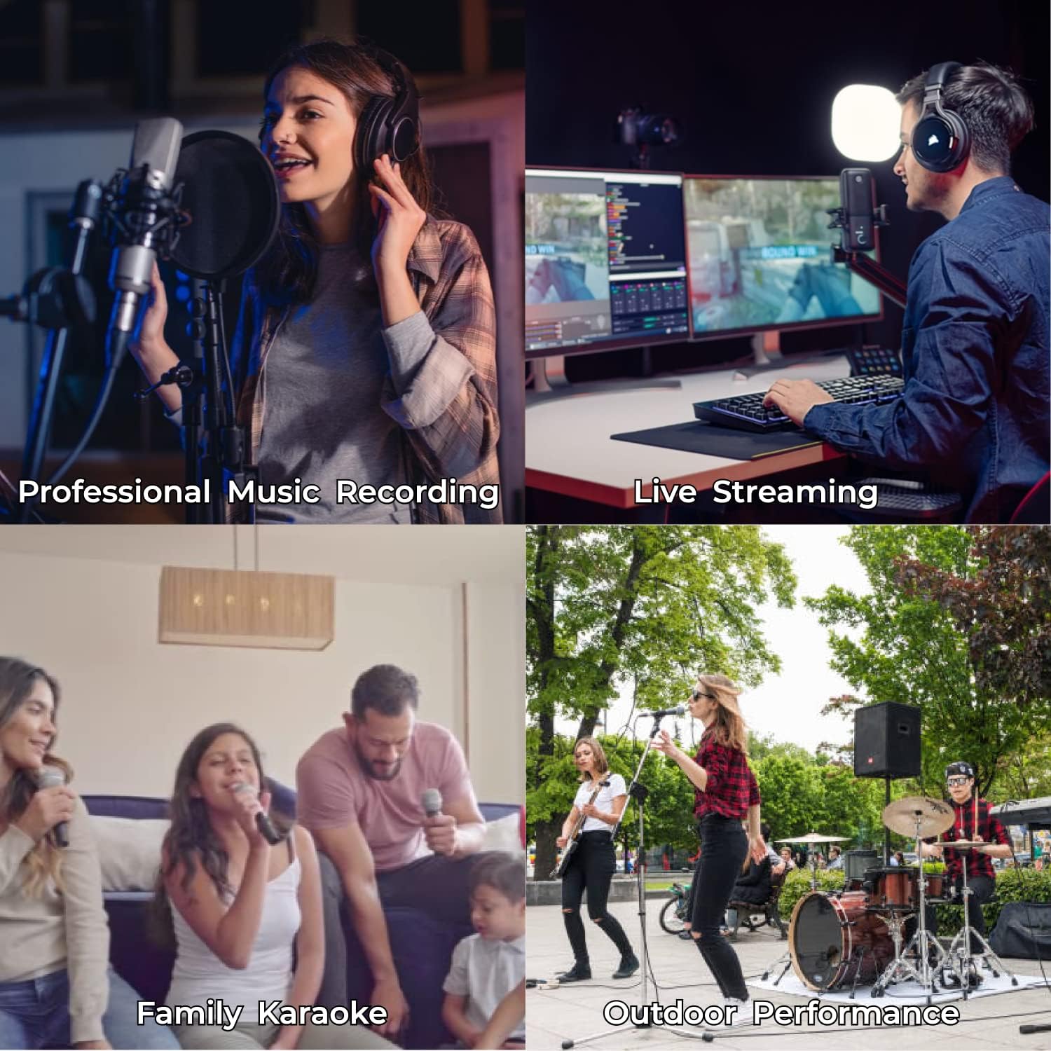 Professional Audio Mixer with Dual Wireless Microphone system set, 4-Channel Mixer, for karaoke, Singing, Amplifier, DJ Mixer, podcast interface, live, MP3, USB sound mixing console (GD Guarda US-88M)