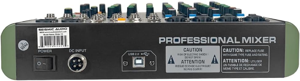 Seismic Audio - Slider10-10 Channel Mixer Console with Bluetooth, USB and Effects