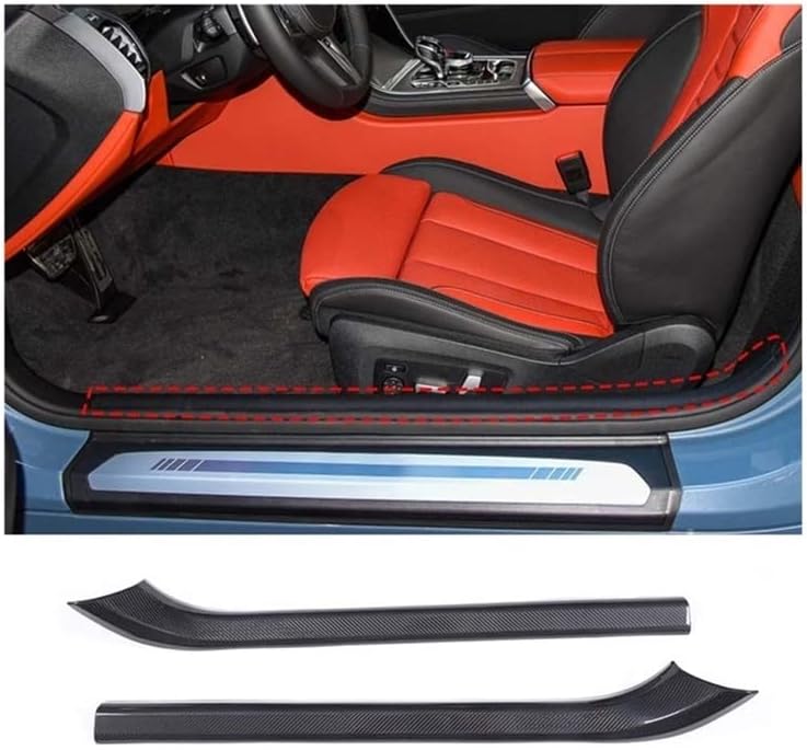 Compatible with BMW 8 Series G14 G15 2019-2022 Real Carbon Fiber Car 2-Door Version Built-in Threshold Strip Sticker Car Interior Accessories