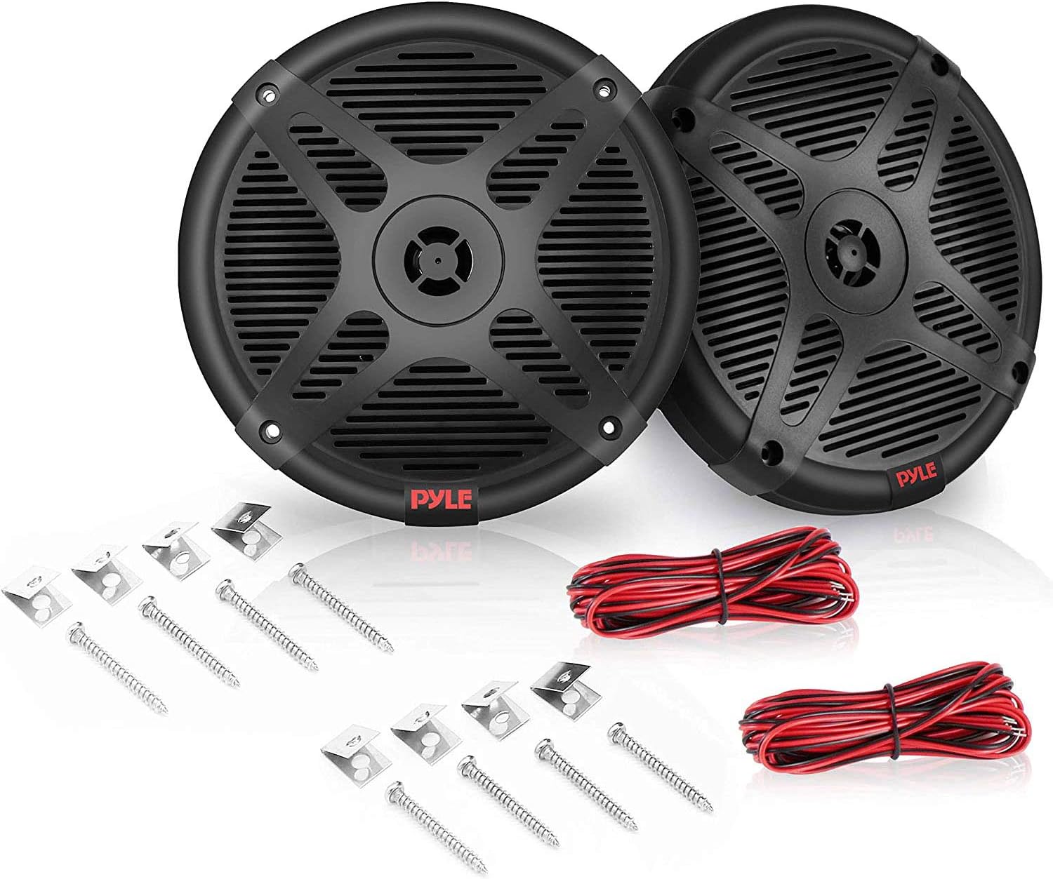 Pyle 6.5 Inch Bluetooth Marine Speakers - 2-way IP-X4 Waterproof and Weather Resistant Outdoor Audio Dual Stereo Sound System with 600 Watt Power and Low Profile Design - 1 Pair - PLMRBT65B (Black)