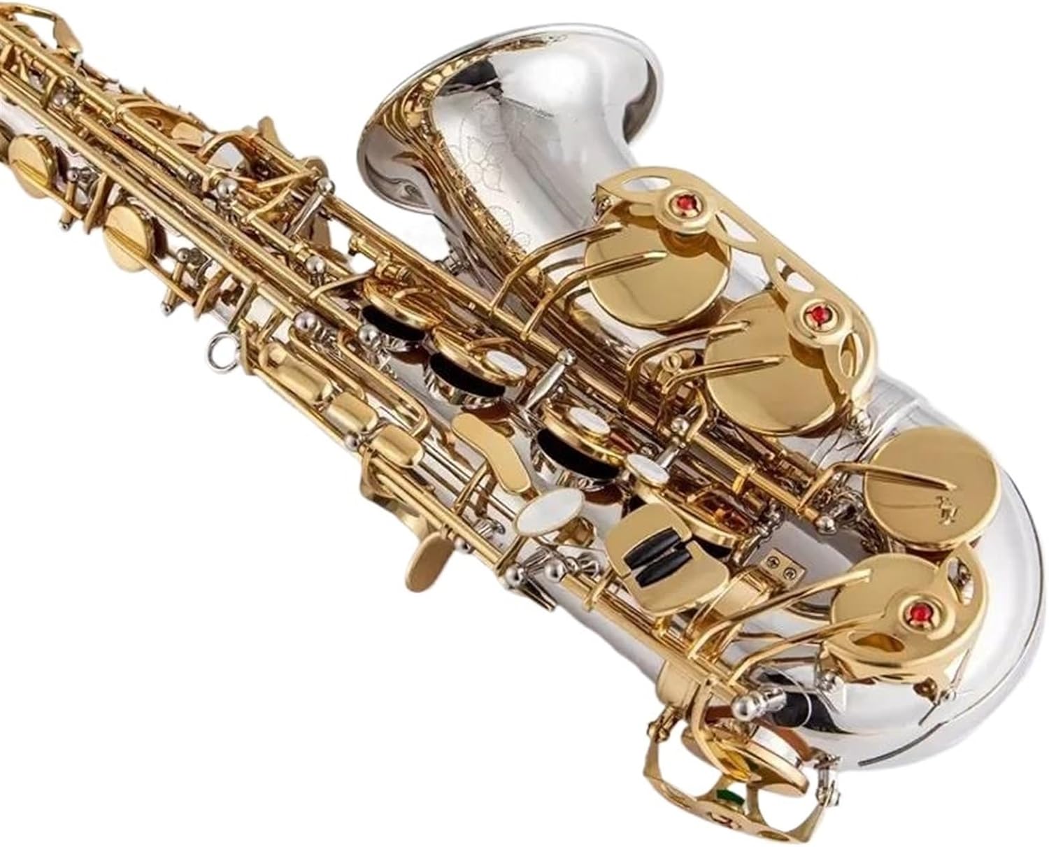 VBDEFRT Woodwind Instruments Alto Saxophone Nickel Plated Gold Key Professional Sax Mouthpiece With Case And Accessories