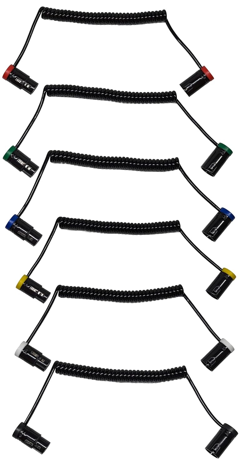 6-Pcs Rotatable Coiled Low-Profile 3-Pin XLR Female to XLR Male Adjustable-Angle Cable for Mic Sound Devices 302, 552, 633, 688, 788T Mixer, Zaxcom, Zoom F8, 20-Inches, 6 Colors Mix