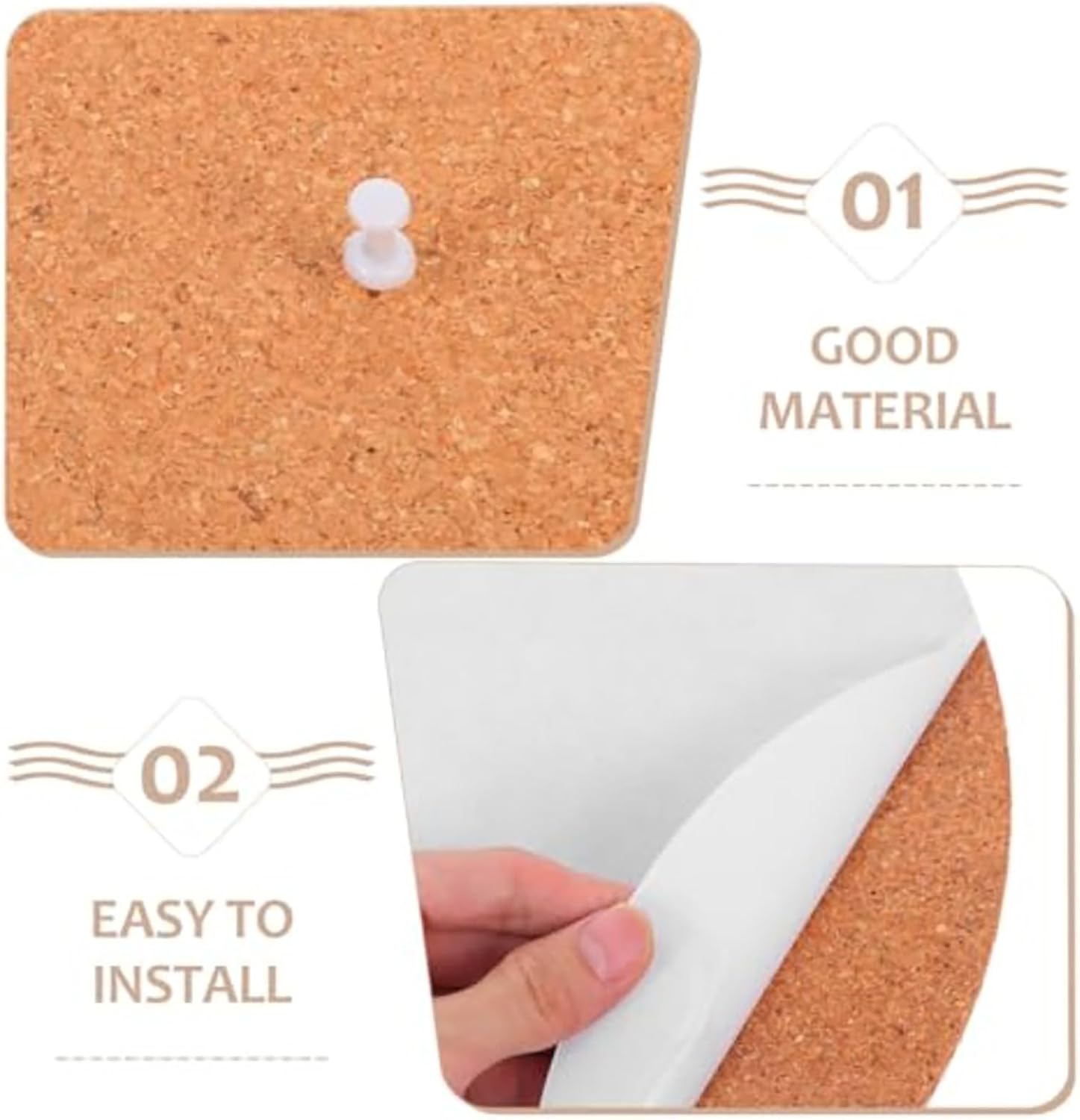 Natural Cork Round Bulletin Board Set,Self-Adhesive Office Boards,for Office Wall Tidying, Photo Displays, DIY Craft Projects,Rustic Décor,Thickness:8mm-10PACKS(Size:20cm,Color:Natural Wood Color)