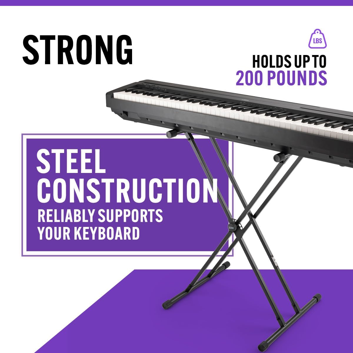 On-Stage KS8191XX Double-X Bullet Nose Keyboard Stand with Lok-Tight Construction (for Keyboards, Synths, Organs, and Electric Pianos, 200 lb Capacity, Folding, Portable, Adjustable, Metal, Black)