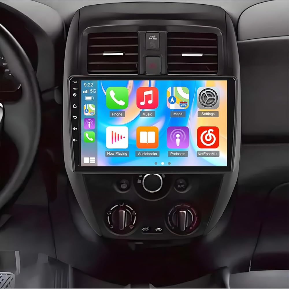 PHEZEN 2+32GB Android 13 with Carplay Car Stereo Radio WiFi Compatible for Versa Sedan 2015-2019 10 Touchscreen Radio with Android Auto WiFi, DSP, Mirror Link, FM/RDS Radio, SWC + AHD Backup Camera