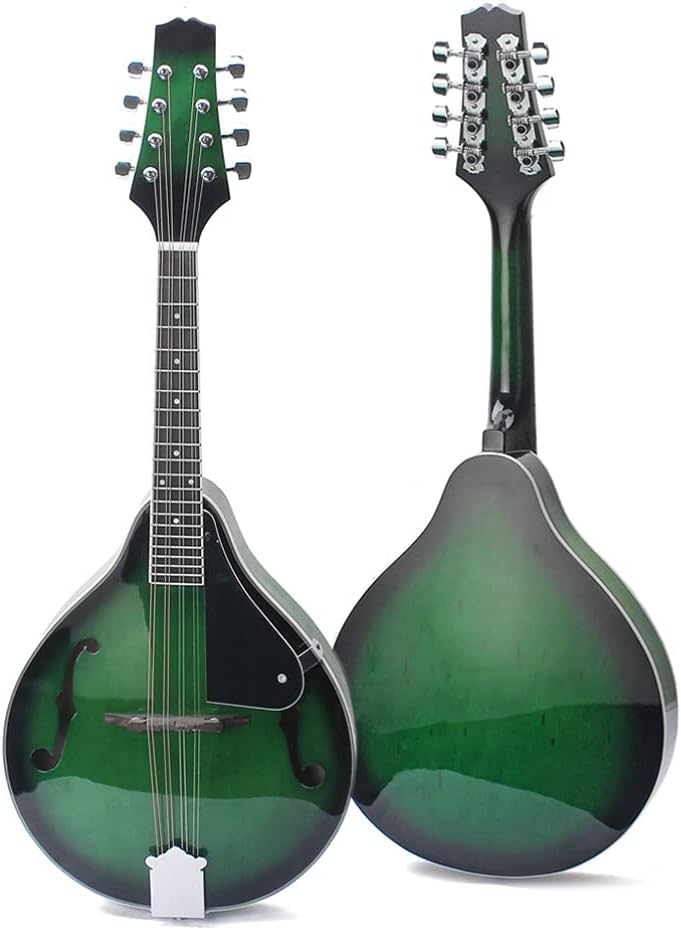 Vaguelly 8 String Mandolin Green Mandoline Instrument Acoustic a Style Bridge Steel Strings