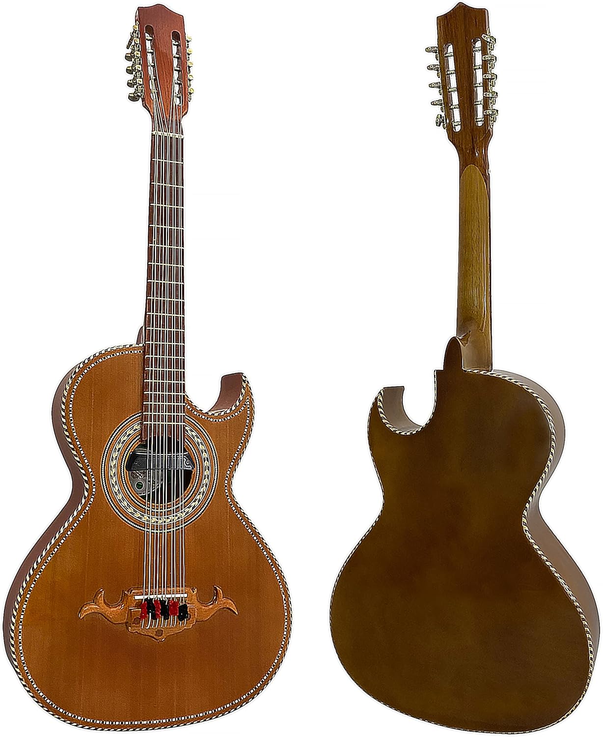D'Luca Paracho 10-String Bajo Quinto Acoustic-Electric Right-Handed Brown (DL-PQ1-EQ-BW)
