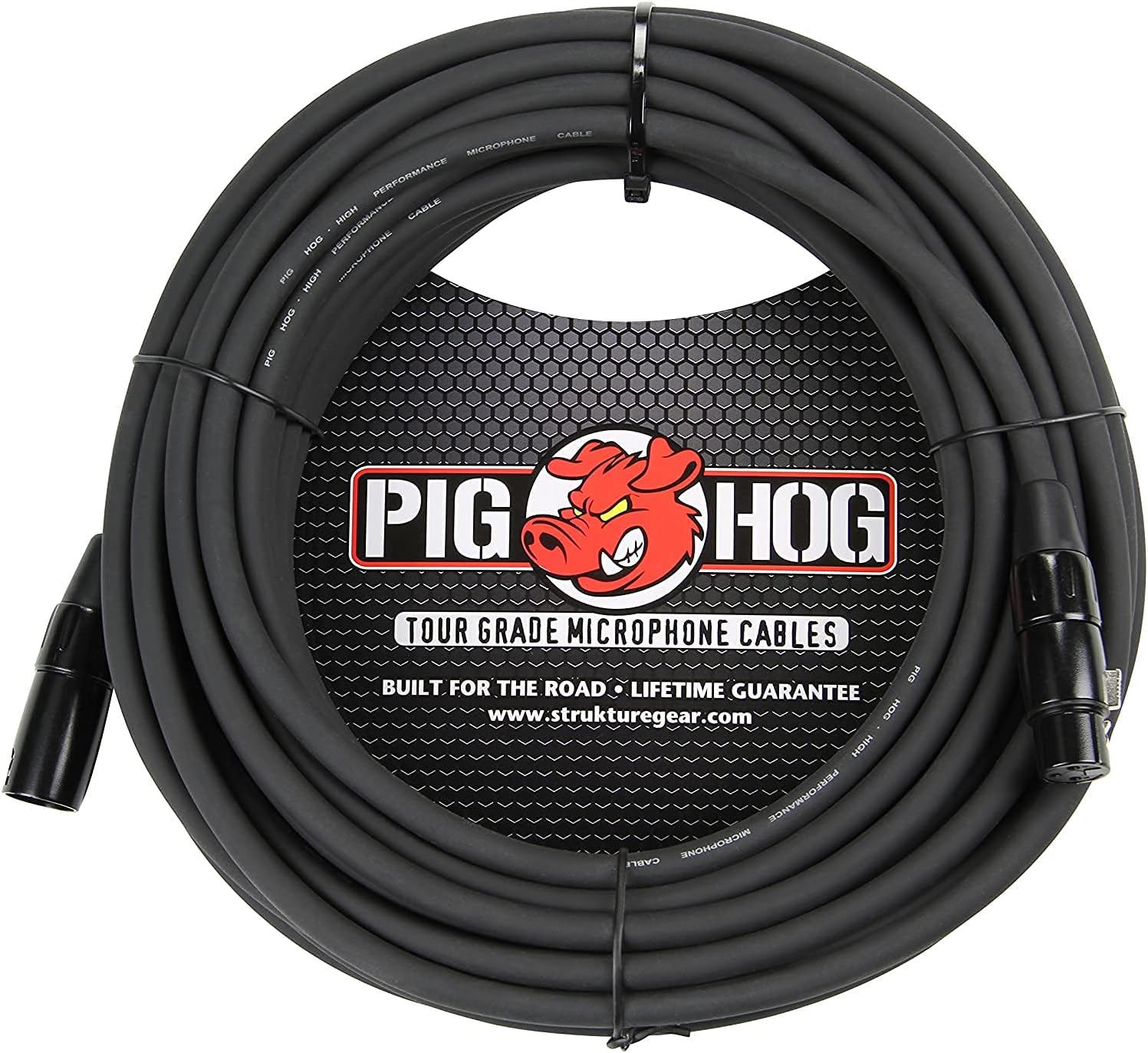 Pig Hog PHM20BKW Black/White Woven High Performance XLR Microphone Cable, 20 Feet & PHM50 High Performance 8mm XLR Microphone Cable, Black, 50 Feet