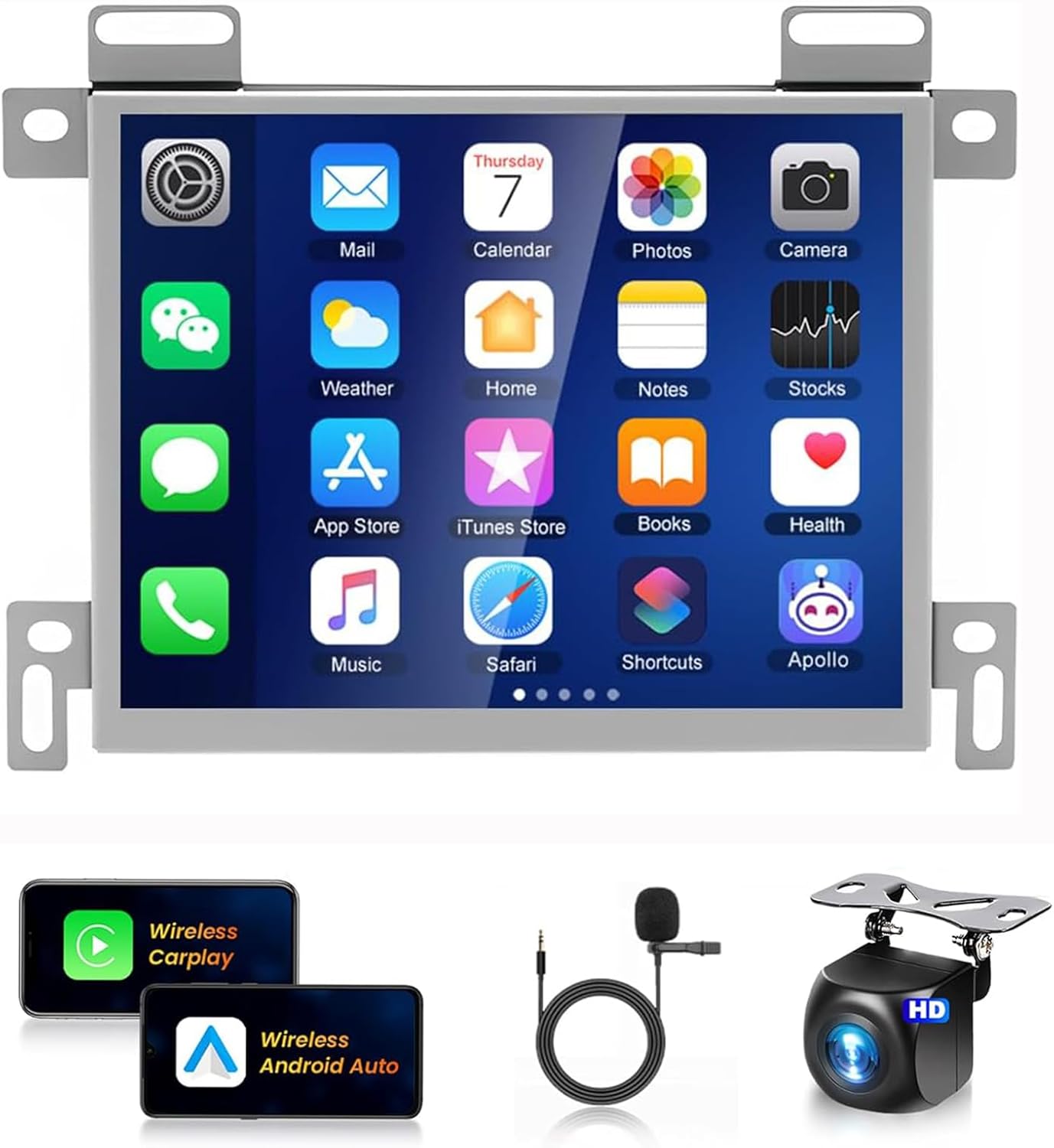 Car Stereo for GMC Yukon Chevrolet Chevy Tahoe Suburban 2007-2012 with Wireless Carplay&Android Auto,9 Inch Touchscreen Bluetooth Car Radio with GPS, WiFi, FM Radio,Backup Camera,SWC,MIC