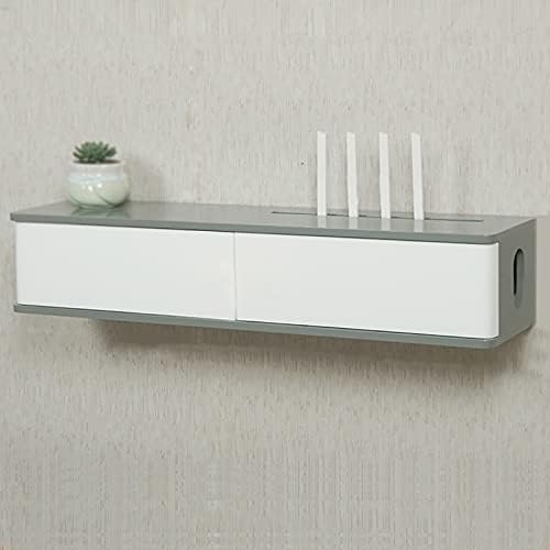 Wall Mount Corner Ledge Shelf, WiFi Router Storage Box & TV Component Bracket, Floating Shelf for Set-Top Box & Cable Management, Stylish Wall-Mounted Router Cabinet