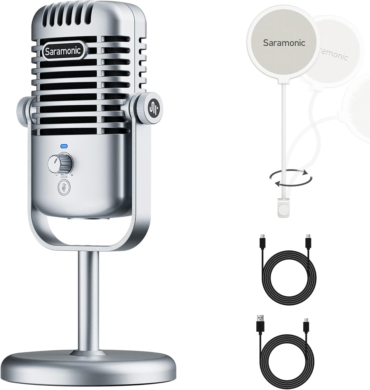 Saramonic XMIC-Z3 USB Mic, Cardioid Condenser Microphone with Pop Filters & Thread Adapter, Compatible with PC, Mac, Gaming, Streaming, Recording, Podcasting, Studio