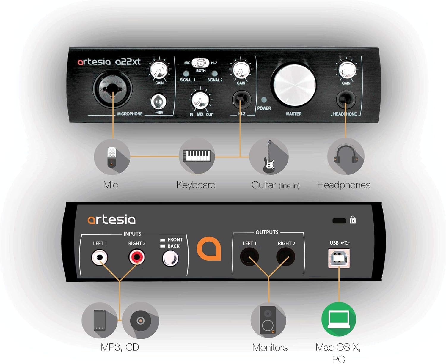 Artesia ARB-4 Recording Bundle - Professional 24-bit USB Audio Interface with Studio Monitor Headphones+ Cardioid Condenser Microphone + Desktop Headphone Hanger + Mic Cable + Bitwig studio 8