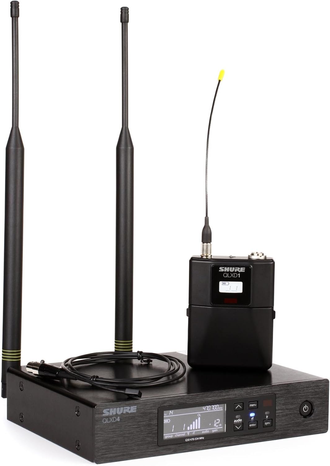 Shure QLXD14/93 Wireless Lavalier Microphone System - Reliable Digital Transmission, Subminiature Mic, G50 Band (470-534 MHz), Ideal for Professionals