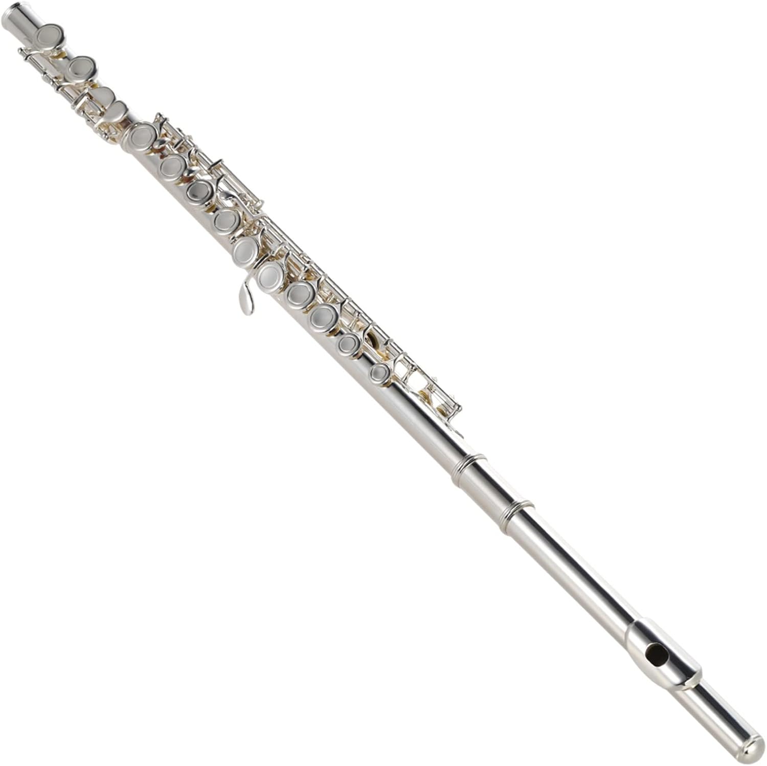 Flute Kit Flute Cupronickel Silver Plated 16 Closed Holes Concert Flute with Case Wind Instruments for Beginner Intermediate Flute