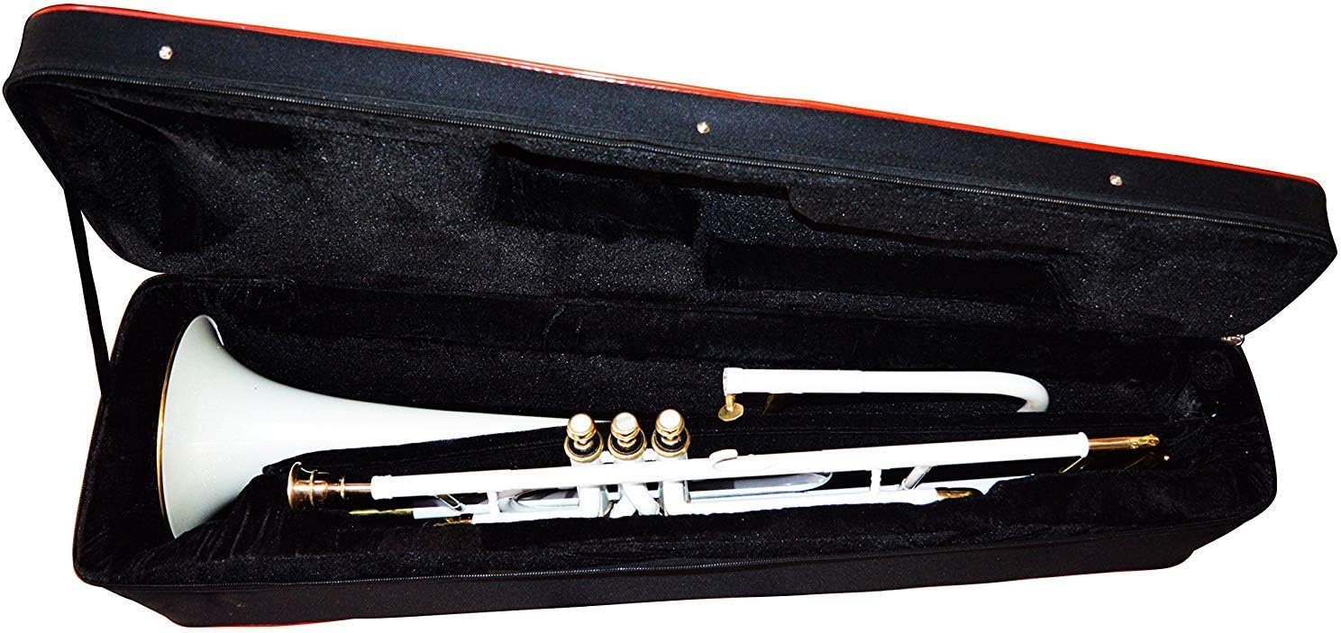 Valve Trombone Bb | White Brass Finish | Phosphorus Copper Lead Pipe | Smooth Action Valves | Includes Carry Case