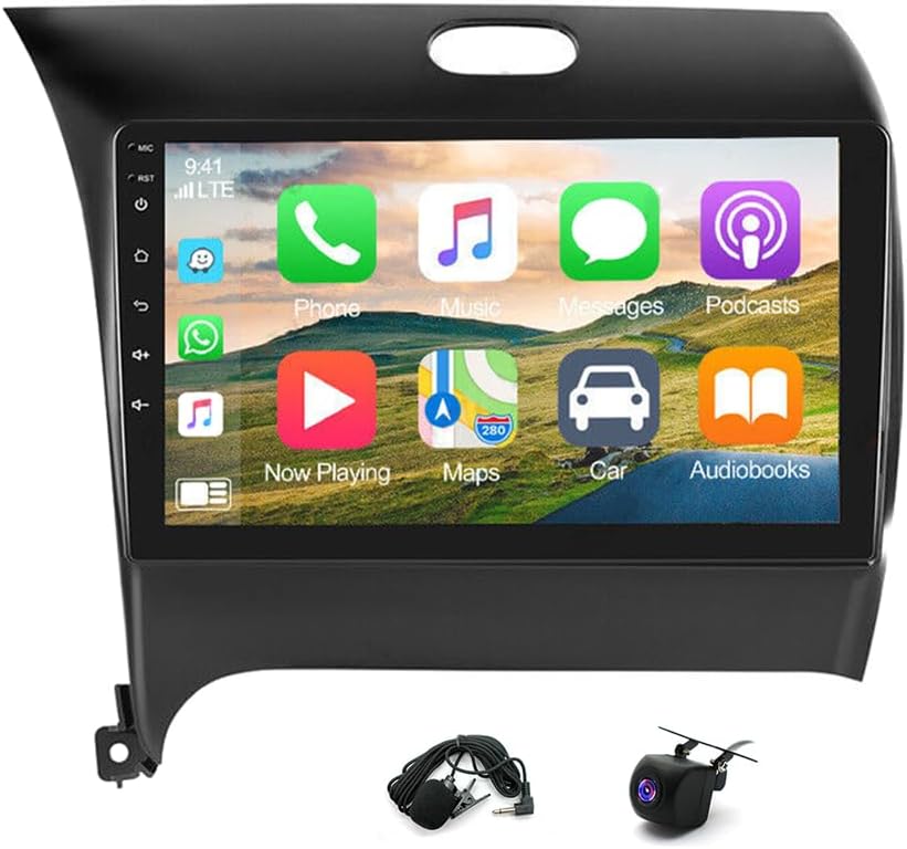 2+64G 9 inch w/Android 15 Car Radio Stereo for Kia Forte K3 2013-2018, 1080P Double Din Touch Screen Car Audio Receiver with w/carplay Andriod Auto, w/Bluetooth, GPS, SWC, WiFi, HD Backup Camera