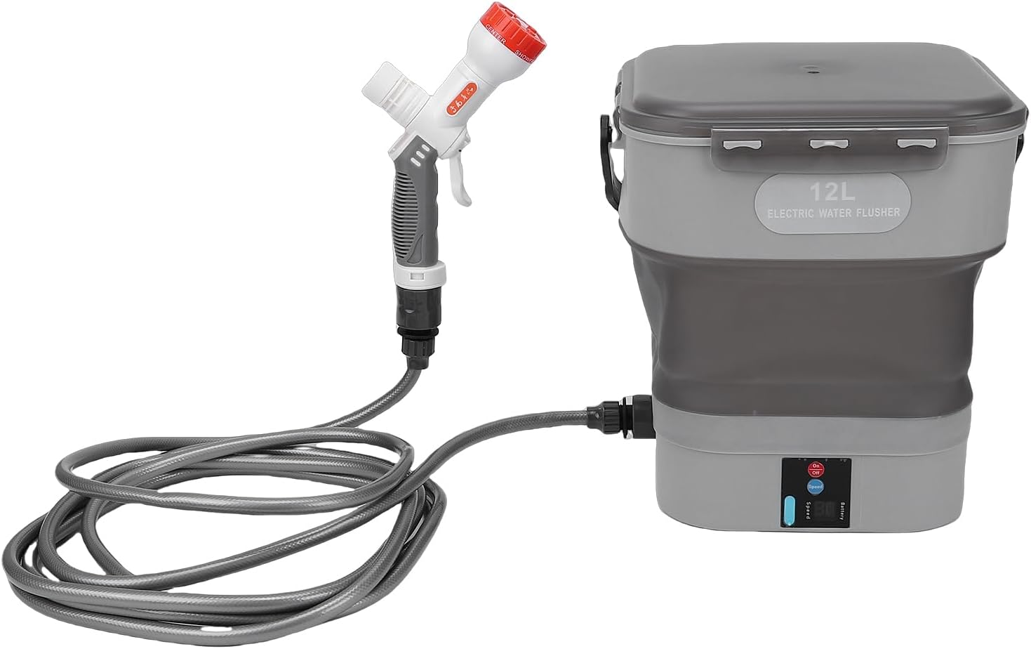 Battery Powered Sprayer 5 in 1 Nozzle 12 L Capacity Foldable Water Tank Electric Water Pressure Car Washer with Ergonomic Handle Plastic Silicone Materials for Home Garden