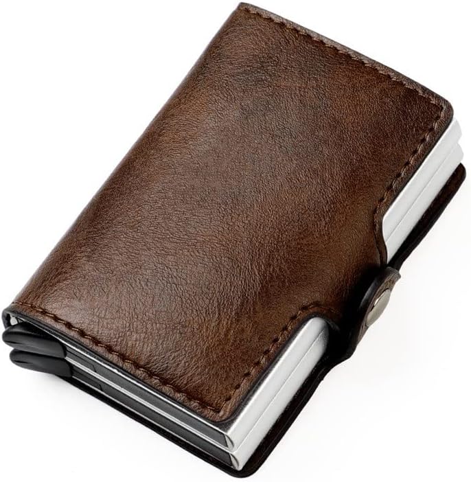 JSEIAJB Anti-theft Brush Aluminum Box Card Case Holder Men And Women U.S. Dollars Wallet(Gray)