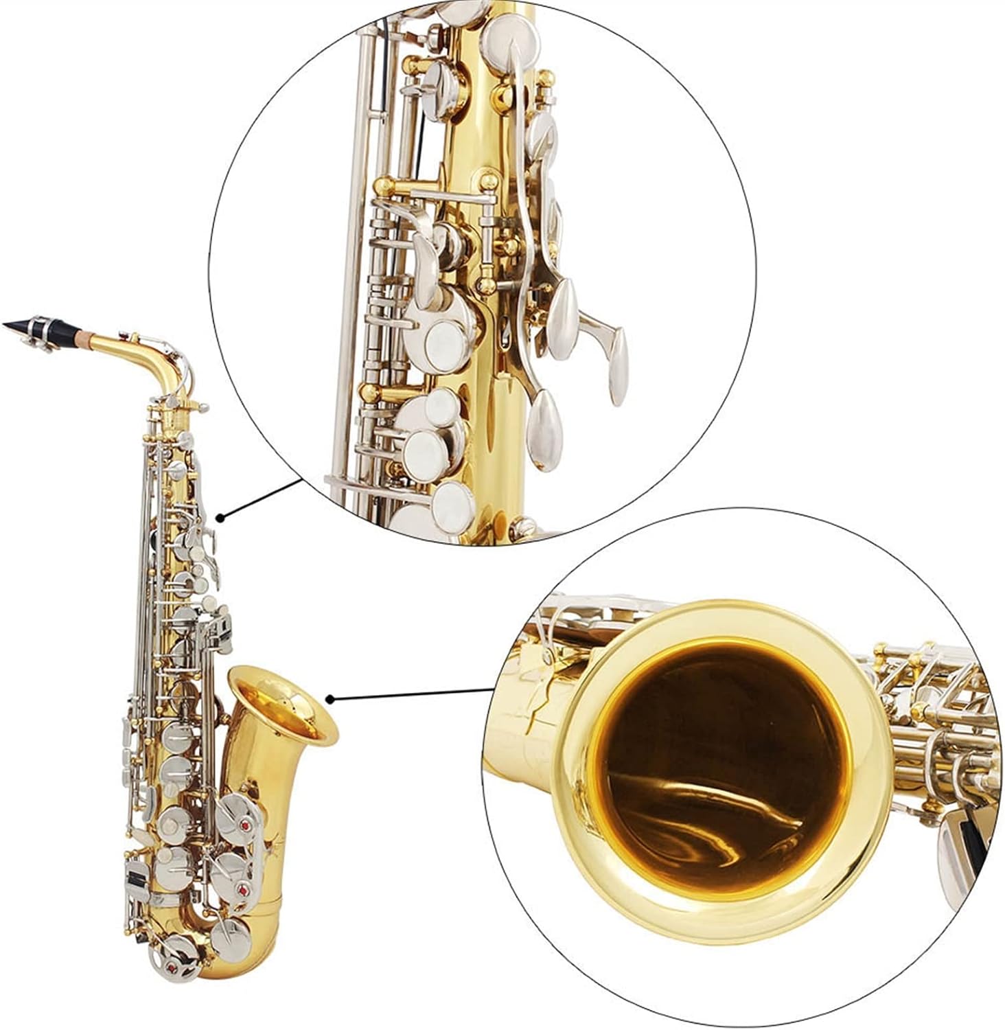 Saxophone EB E-Flat Natural White Shell Button Wind Instrument with Case