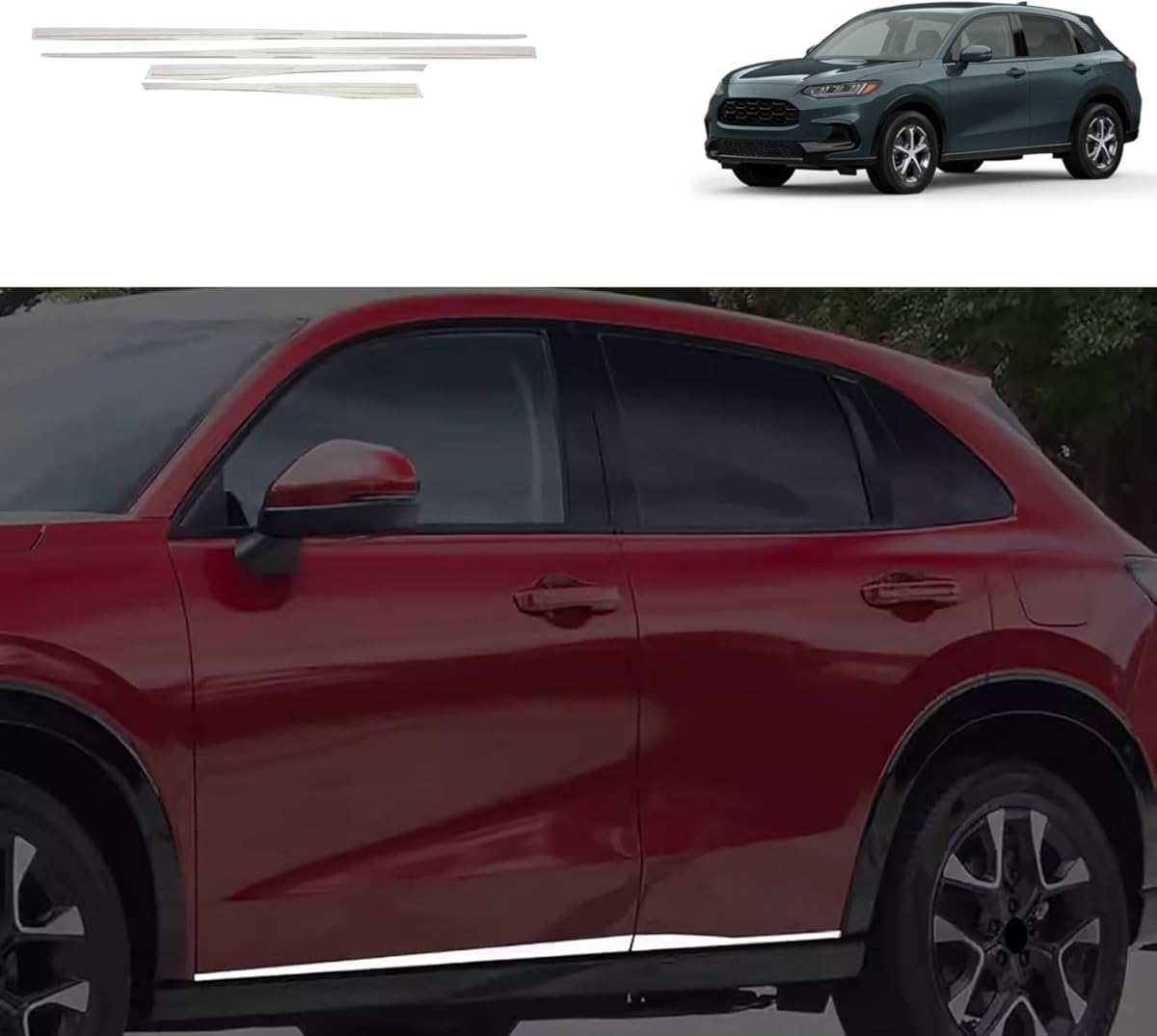 Car Accessories Compatible with Honda New HR-V HRV 2025 2024 2023 Exterior Body Side Door Molding Guard Cover Trim Stainless Steel 4PCS(Silver)