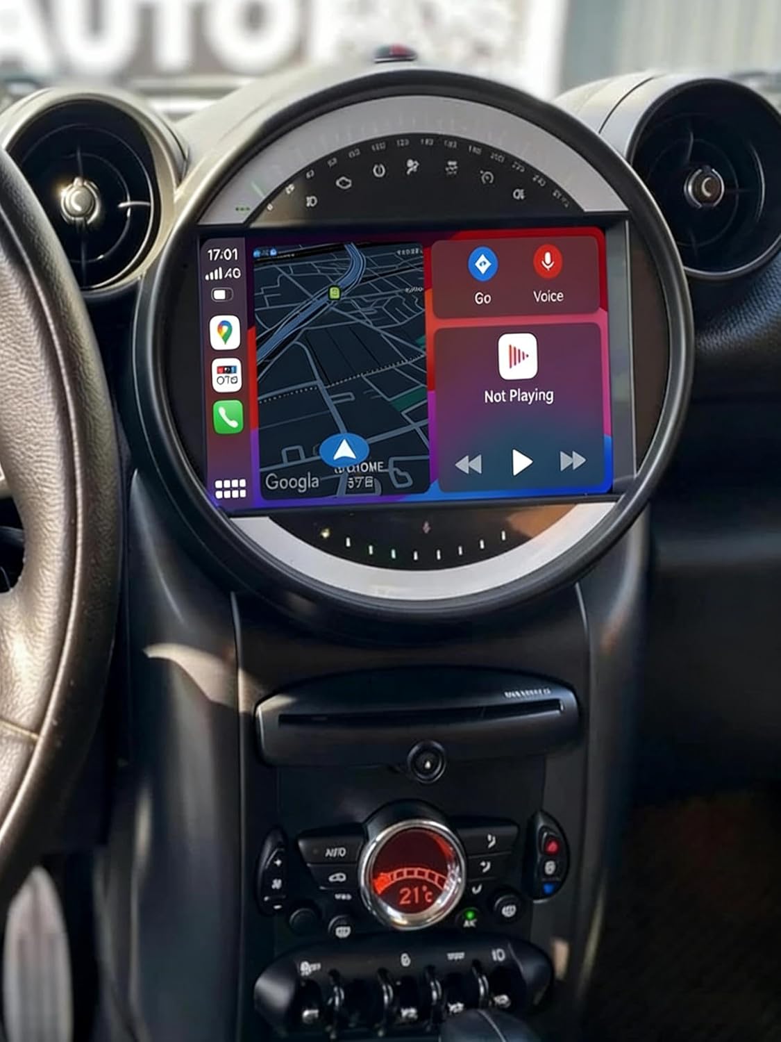 2+32G 9in Car Stereo for BMW Mini Cooper 2011-2016 w/GPS Navigation with Carplay w/Android Auto Double Din Touchscreen Car Radio Receiver Backup Camera