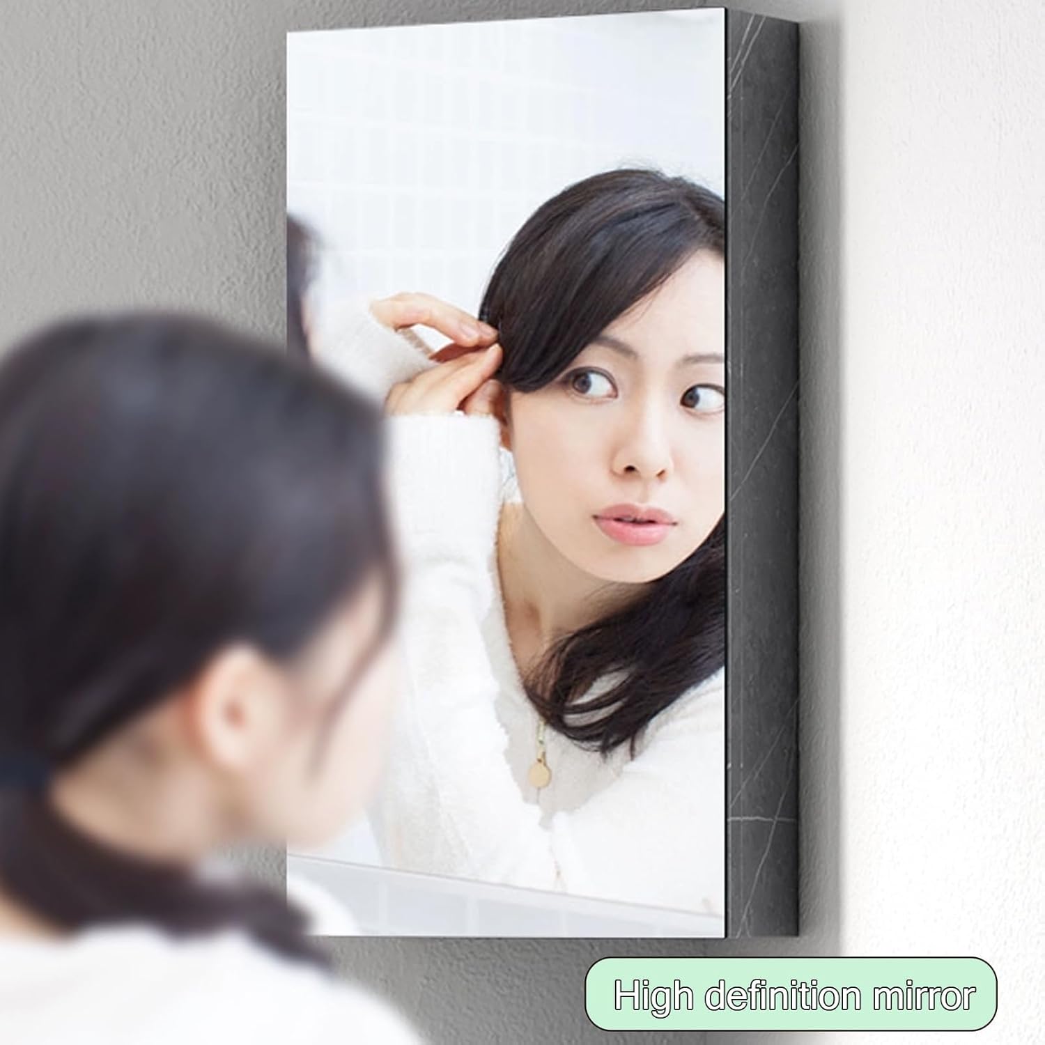 Bathroom Corner Sinks, Wall Mount Ceramic Corner Bathroom Sink, Floating Wash Basin with Cabinet Mirror, Corner Pedestal Sink Bathroom Cabinet(Brown,18inchx45cm)