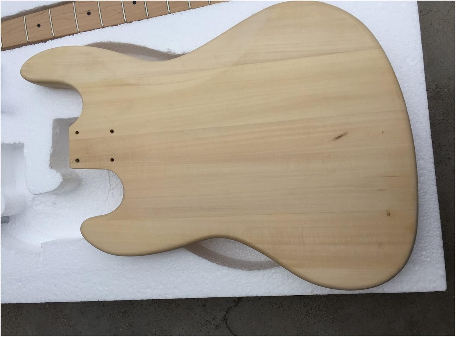 Unfinished Guitar Kit with Basswood Body and Maple Neck and Fingerboard, Suitable for DIY 4-String JB Bass Guitar Kit Handmade ​Guitar Body