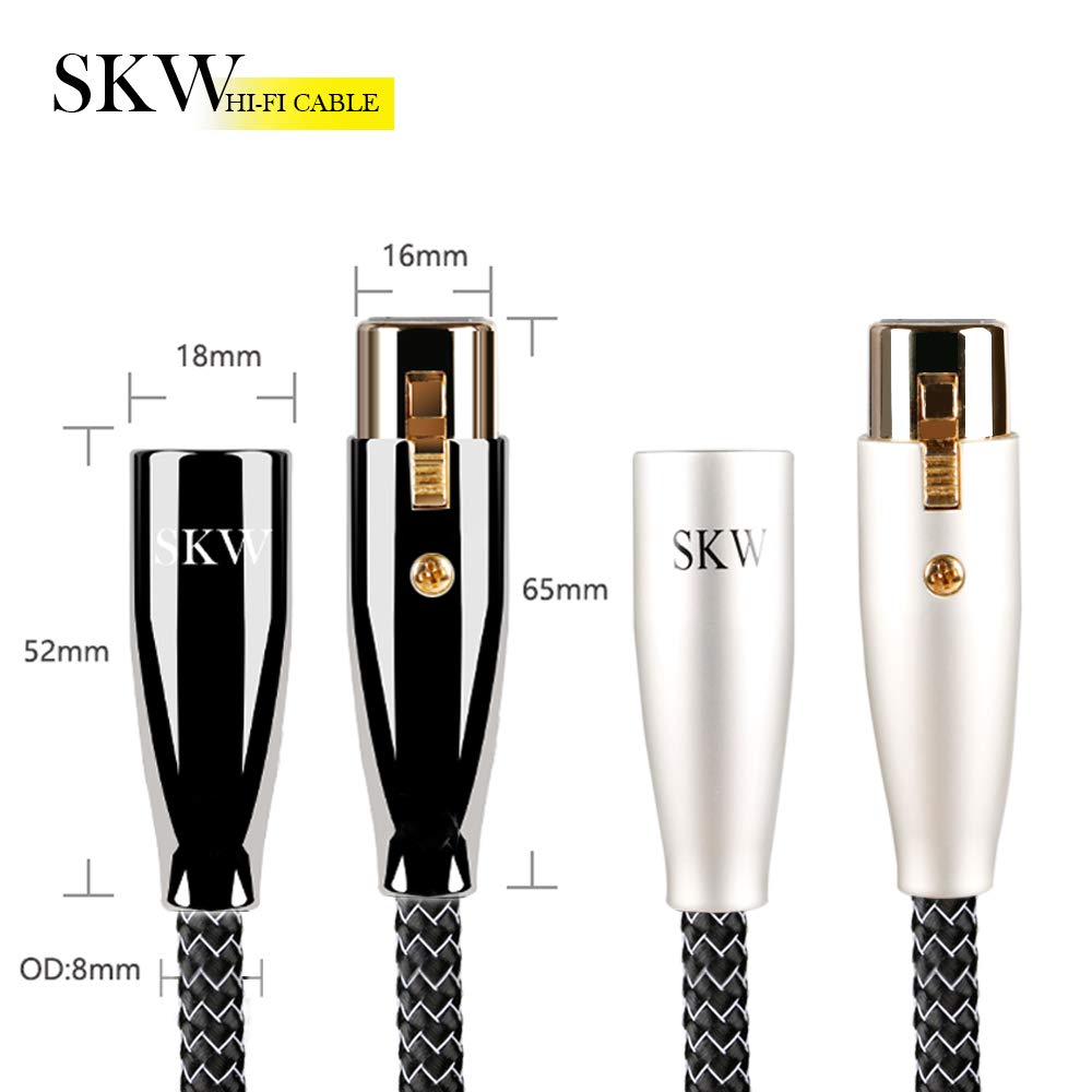 SKW High-End WG Series A Pair Balanced XLR Male to Female 3 PIN Microphone Cable 3.2ft/1M (2 Cables)