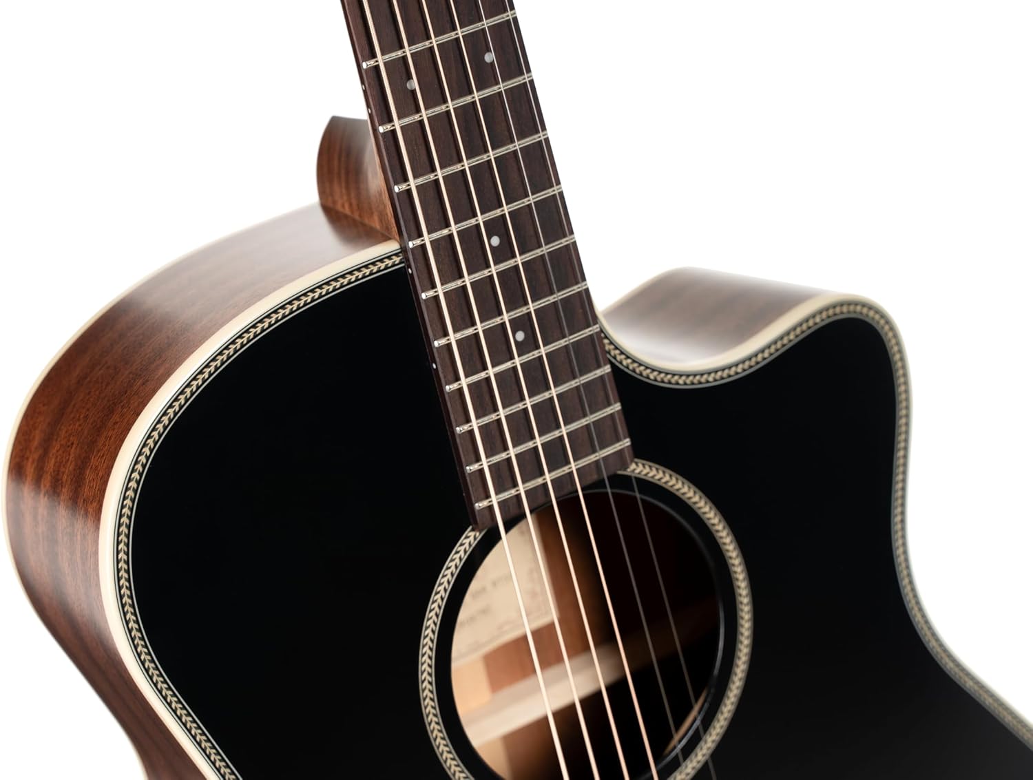 Cort Essence Series ES-GA4 Grand Auditorium Cutaway Acoustic Electric Guitar, Black Top Semi Gloss (GA4BTSG)